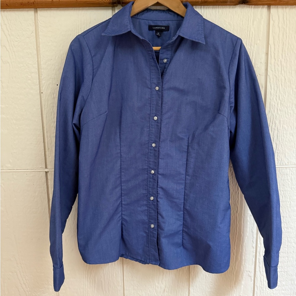 Lands' End Women's Blue Button Down Shirt